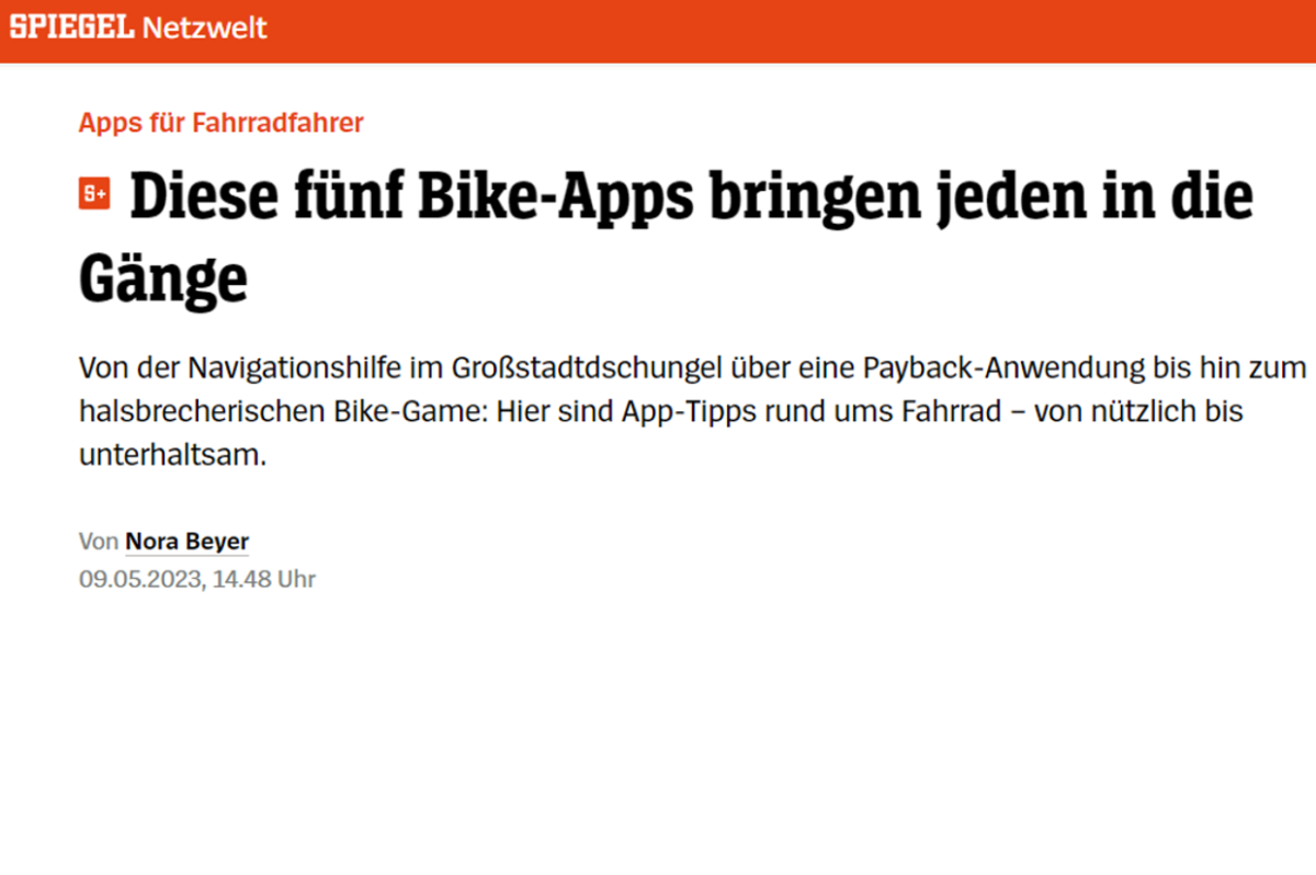 Für DER SPIEGEL: Bike-Apps für den Saisonstart