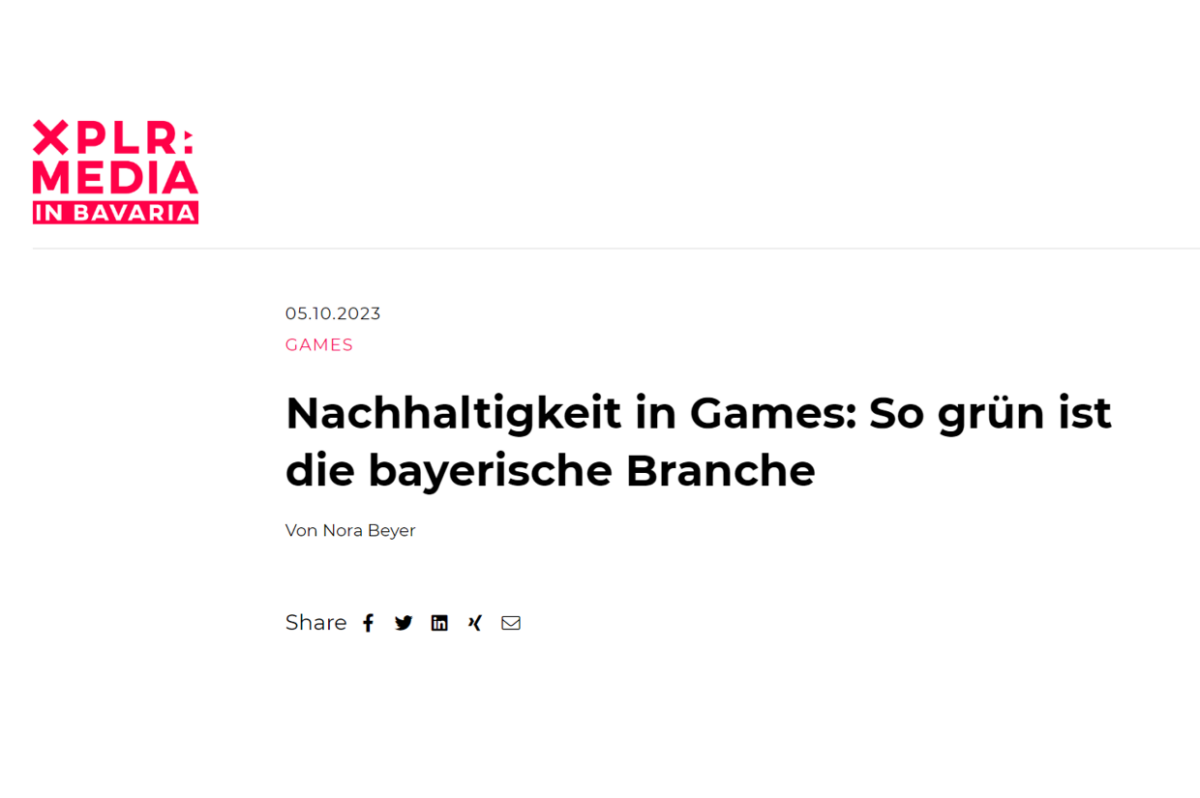 Wie nachhaltig ist die bayerische Gamesbranche? Für XPLR: MEDIA
