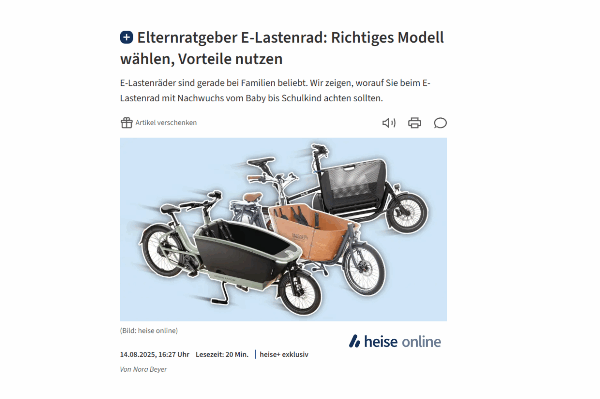 Elternratgeber für E-Lastenrad für heise